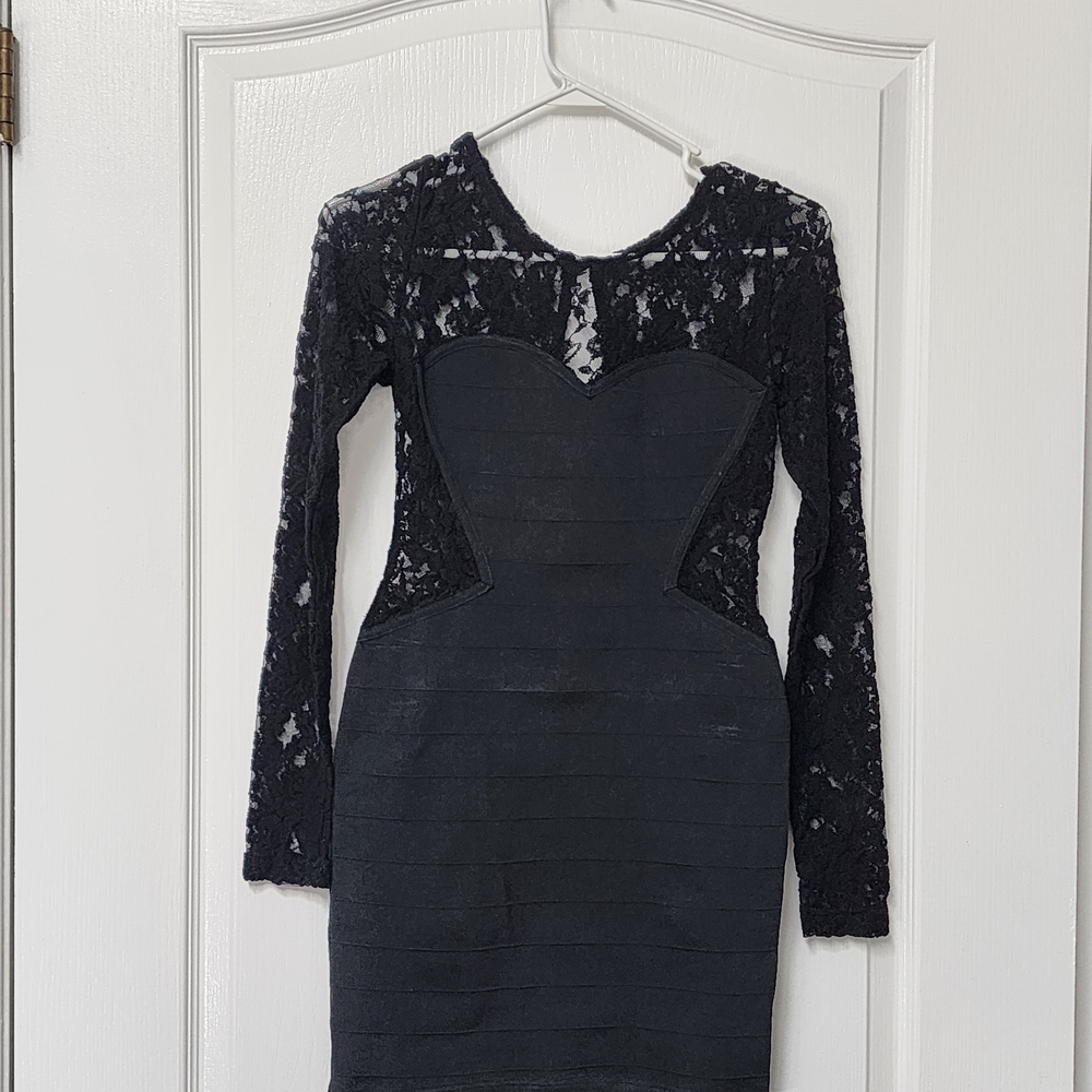 WOW Couture Black Lace Long Sleeve Dress